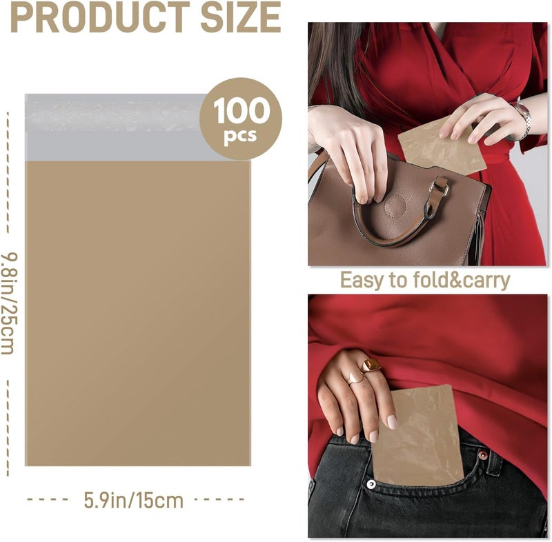 FARVIGOR Sanitary Napkin Disposal Bags , 100Pcs Women Feminine Hygiene Disposal Bags for Tampons and Pads, Personal Disposal Bag Self-Sealing, Privacy Protection, 9.8x5.9"(Khaki) - Image 2
